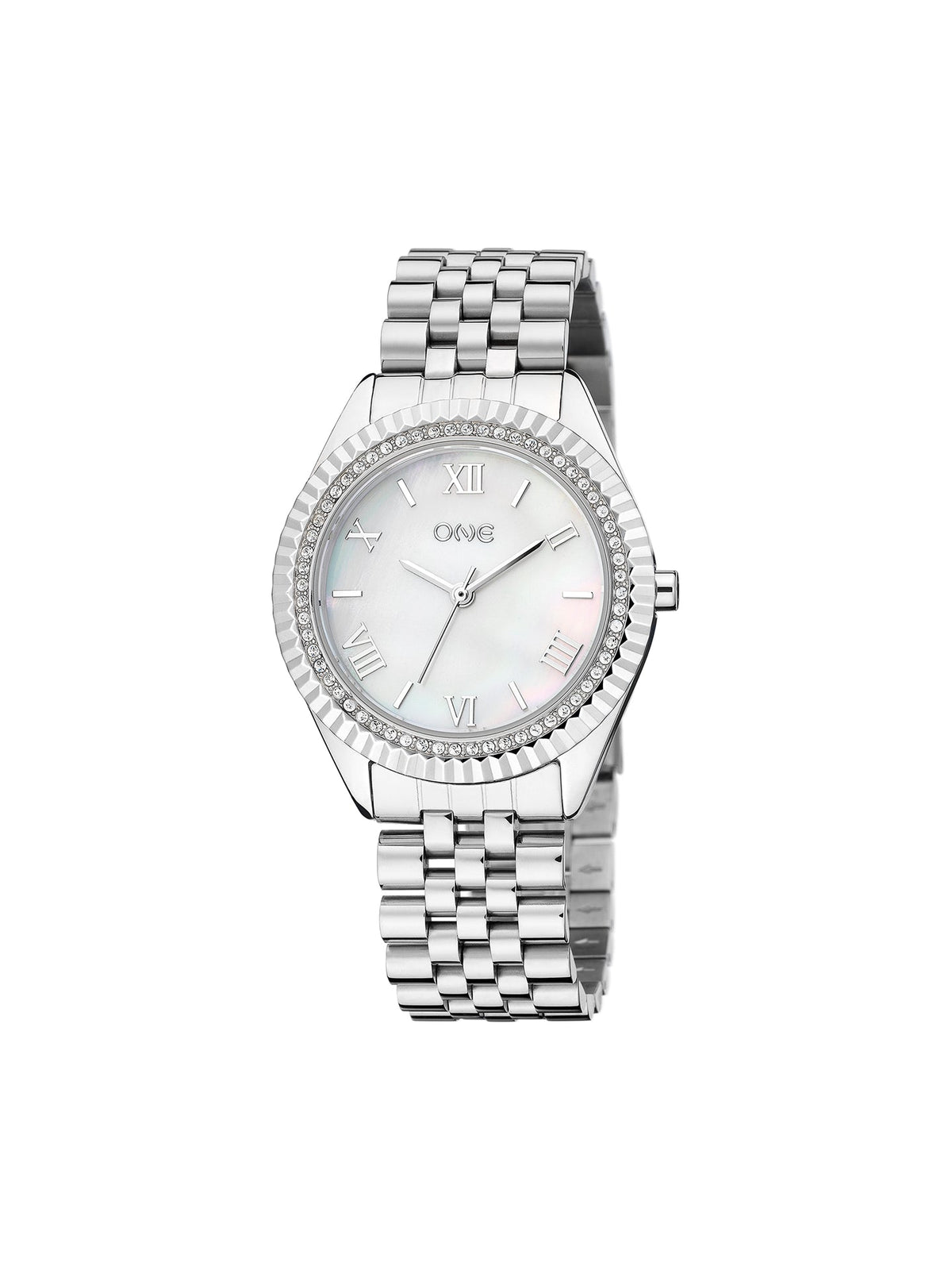 One Celebrity Crystal Silver Watch