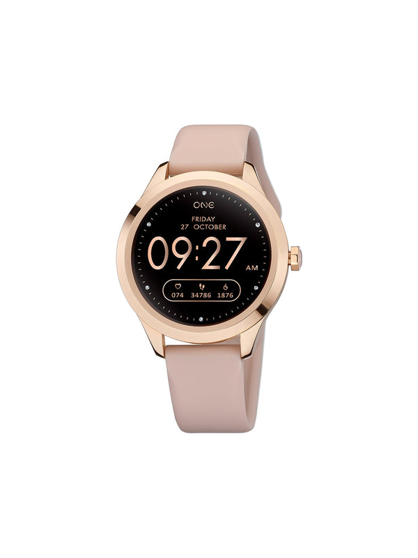One Mini Rose Gold Silicone Smartwatch
