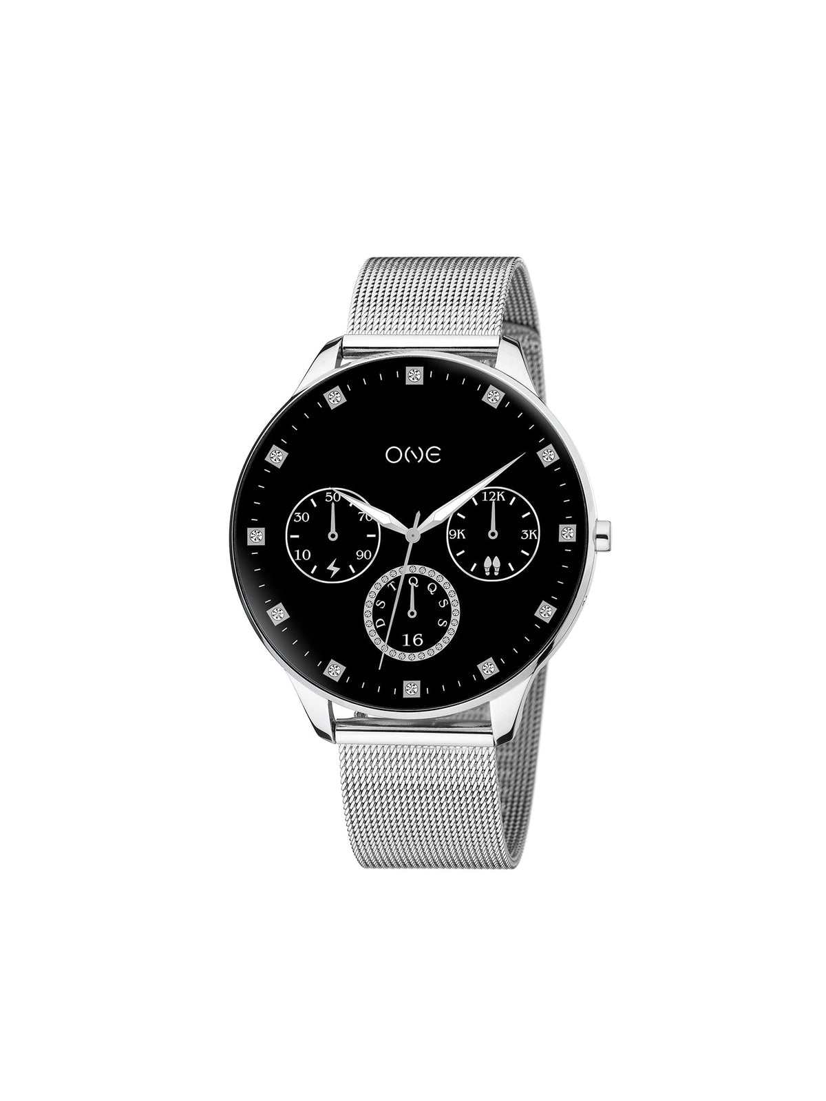 One Slim Silver Mesh Smartwatch