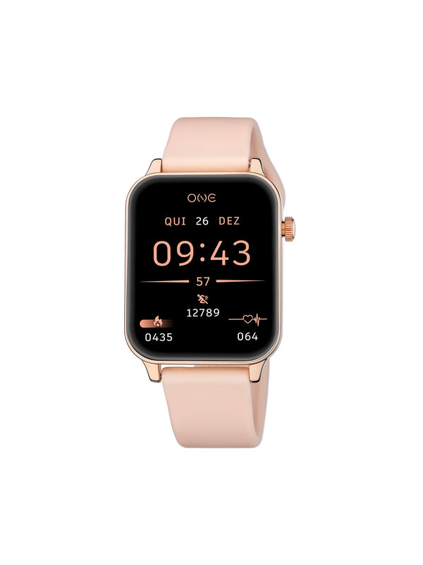 One Frame Rose Gold Silicone Smartwatch